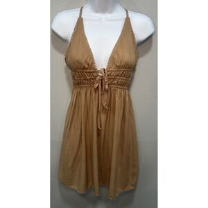 Wild Fable Mini Summer Dress Size Small Light Brown Spaghetti Strap Front Tie